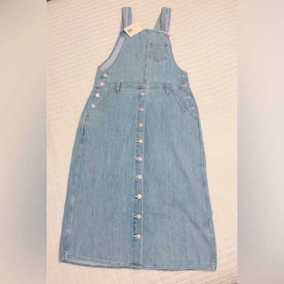 NEW LEVI’S - Overall Midi Dress / Utility Style in Medium Wash - Picture 8 of 12